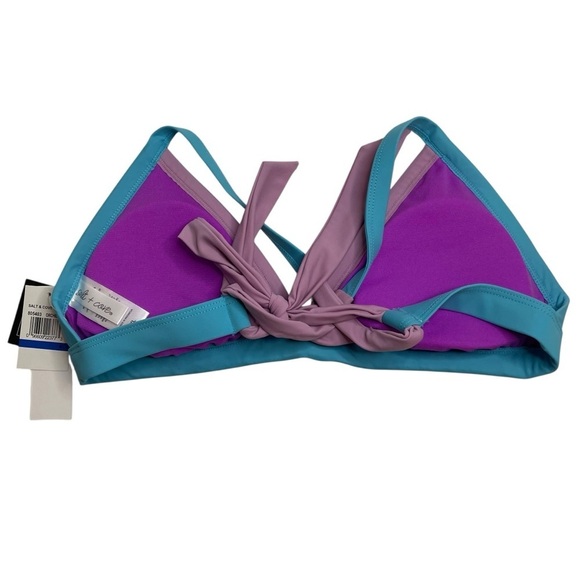 Contrast-Trim Triangle Bikini Top & Contrast Bikini Bottoms Orchid Multi XL New - Picture 5 of 9